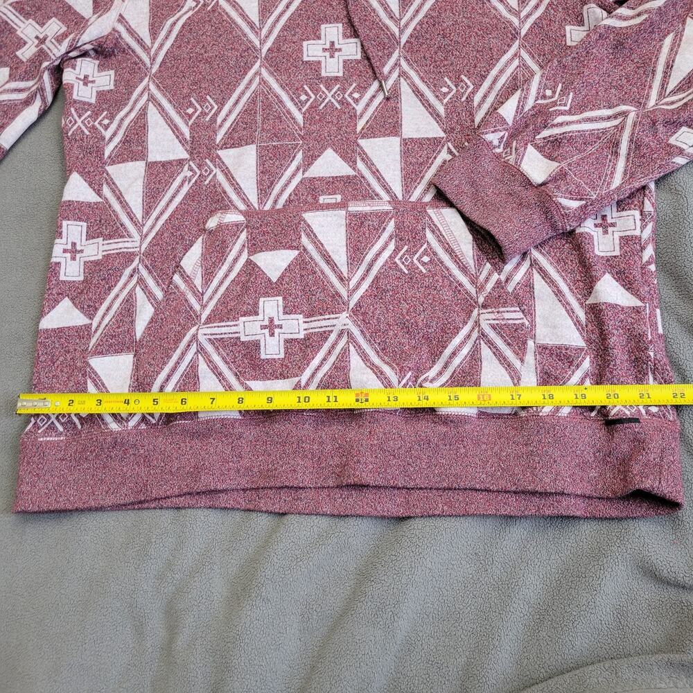 ON THE BYAS Hoodie Mens XL Red Aztec Pattern Skater Punk Beach Chill Cotton - Picture 4 of 16